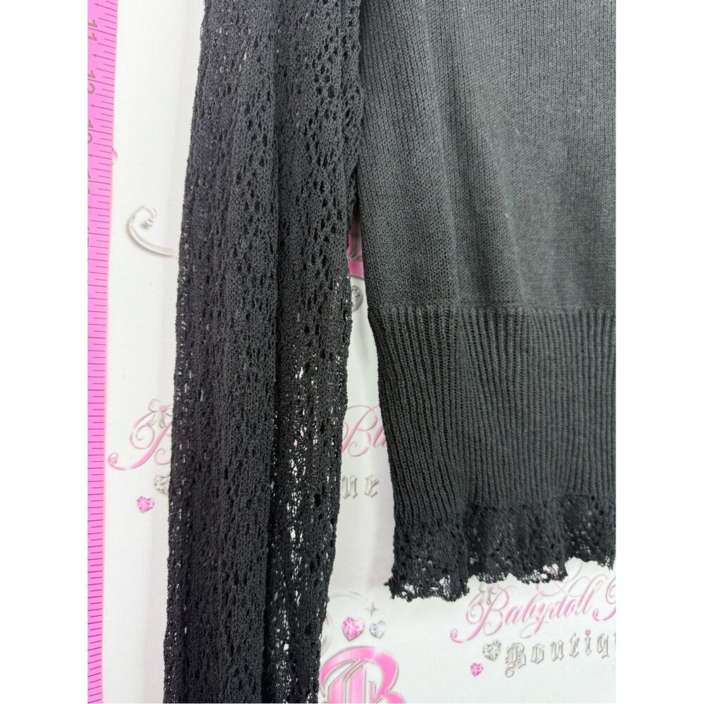 DRA LOS ANGELES shirt black Lace Sleeve Knit Top new with tags - Picture 3 of 15